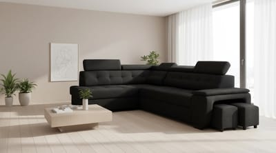 Luxe Uitschuifbare Slaapbank – Zwart – 277x180x100 cm – Industrohome