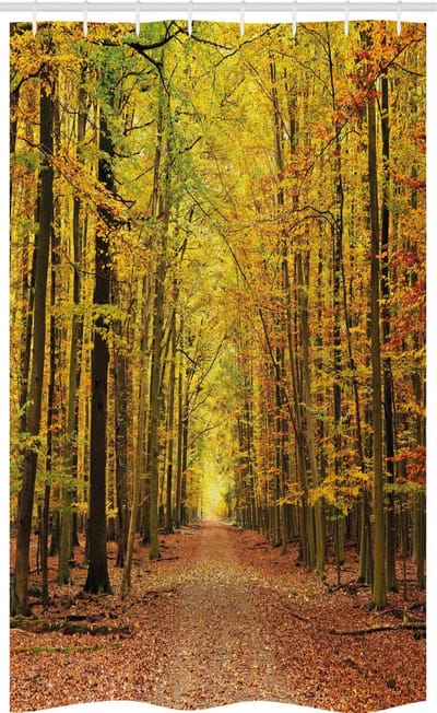 ABAKUHAUS Fallen douchegordijn – 120x180 cm – stof – geel/bruin, waterafstotend