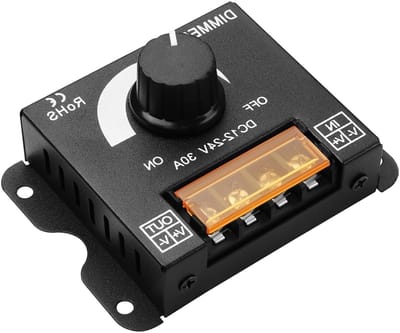 Draaiknop dimmer voor LED-strips en lichtkasten, 30A, DC 12-24V, traploze helderheidsregeling en energiezuinig ontwerp