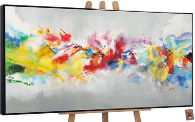 YS Schilderij Canvas schilderij groot handgeschilderd kleurrijk leven abstract levensvreugde Ð YS-Art Gallery Ð Vrolijke wanddecoratie voor woonkamer Ð Modern schilderij voor hal en kantoor Black 120x60