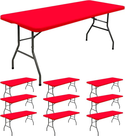 Tafelkleed Beschermers - Rekbare Hoezen - Feestelijke Decoratie - Waterbestendig Materiaal - 10 Stuks 183x76cm - Rood