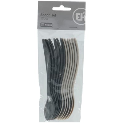 Excellent Houseware lepelset 12 stuks 3 kleuren
