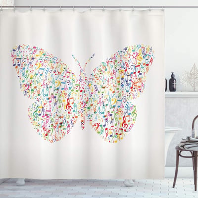 ABAKUHAUS Muzieknoot Douchegordijn – 175 x 200 cm – Veelkleurig