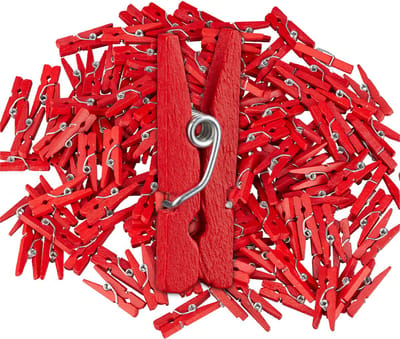 mini houten wasknijpers - set van 400 - rood