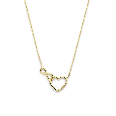 14K geelgouden collier hartje en infinity 40 - 42 - 44 cm - 4035628