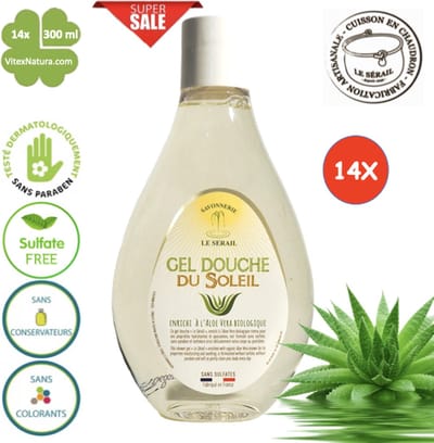 Sulfaatvrije douchegel | 14x300ml | biologische Aloë vera | Le Sérail | Franse Marseillezeep Ambacht