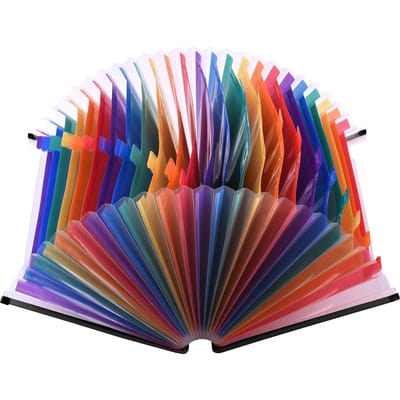 24 vakken uitbreidbare map Accordeon bestandsorganizer A4 briefformaat documentenorganizer regenboog veelkleurig