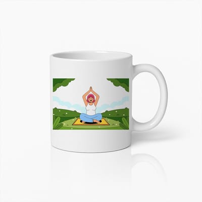 Vredige Yoga Beker – Ontspannend Buiten Meditatie Ontwerp voor Mindfulness & Wellness Liefhebbers – 330ml Keramische Mok
