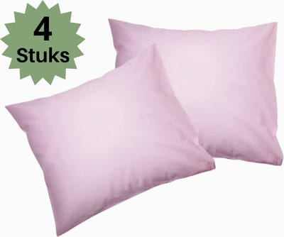 Kussenslopen - Set van 4 Stuks - 20A Hotelkwaliteit - Roze - 60x70cm - 100% HOOGWAARDIGE KATOEN - Droomtextiel