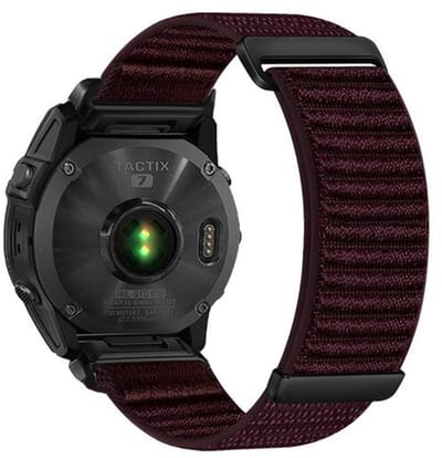 By Qubix - Geschikt voor Garmin bandje - 26mm Quickfit - Nylon Sport Loop bandje - Aubergine - Geschikt voor Garmin Epix Pro Gen 2 (51mm) / Quatix 7X / 6X & Tactix 7 (pro)