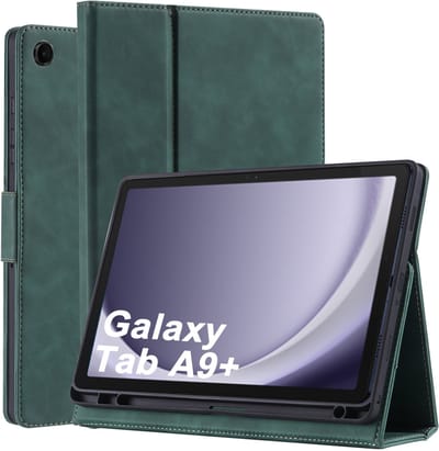 Otronica Hoes geschikt voor Samsung Galaxy Tab A9 Plus / A11 Plus Groen - Samsung A9 Plus hoes bookcase met Stylus Pen Houder premium leren cover