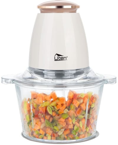 Uten Hakmolen Elektrisch FP126G - Hakmolens met glazen kom (1.5 liter) - IJscrusher met pulse functie - Vaatwasserbestendig - Food chopper - 4 messen - 400W