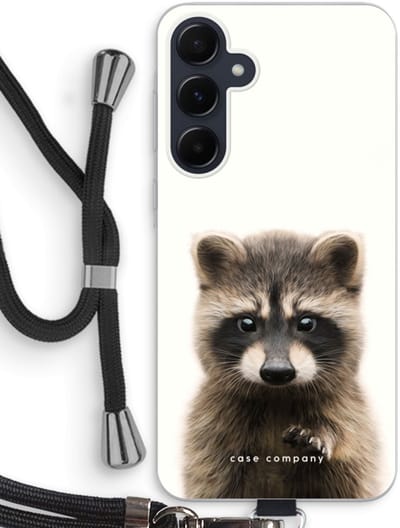 Case Company® - Hoesje met koord geschikt voor Samsung Galaxy A55 hoesje met Koord - Rocco - Telefoonhoesje met Zwart Koord - Bescherming aan alle Kanten en Over de Schermrand