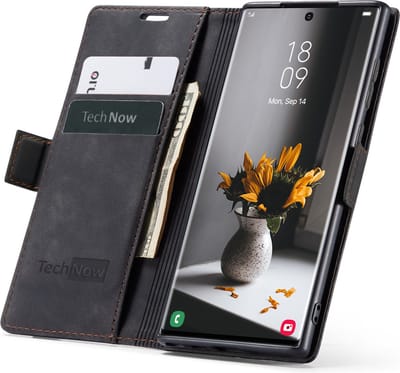 Hoesje geschikt voor Samsung Galaxy S23 Ultra - Book Case Leer Slimline Zwart