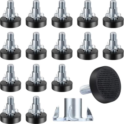 Dailygoods- Verstellingsschroef 16 Stuks - Verstelbare Meubelpoten - Metalen Rubberen Voetjes - Regelschroef - Nivelleringsvoeten - Voor Tafel- en Kastpoten - Nivelleringsvoet