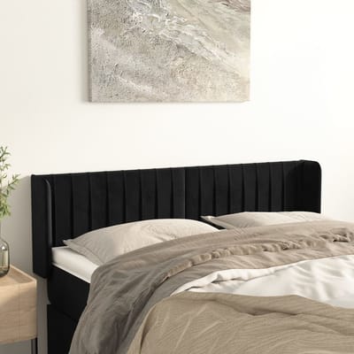 vidaXL - Hoofdbord - met - randen - 147x16x78/88 - cm - fluweel - zwart