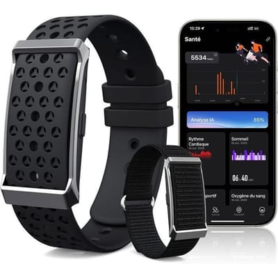 Bracelet connecté - WENZYLIQUOX - Bracelet Connecté sans Écran - Suivi 24/7 FC & SpO₂ - Autonomie 35j - Étanchéité IP68