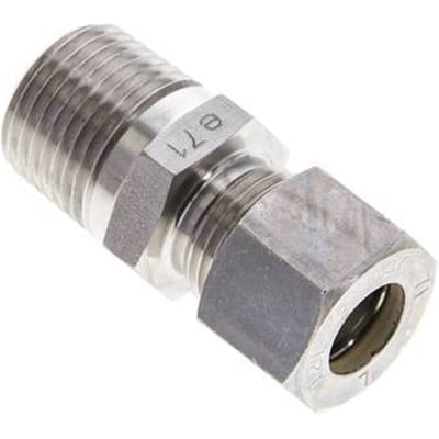 1/2'' NPT Buitendraad x 12L RVS Rechte Knelfitting 315 Bar DIN 2353 - FL2S-MO-ST-012N-12-L