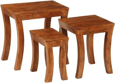 Tafel Set - Bijzettafels Hout - Woonkamer Decoratie - Massief Acacia - 50x35x50 cm - Bruin