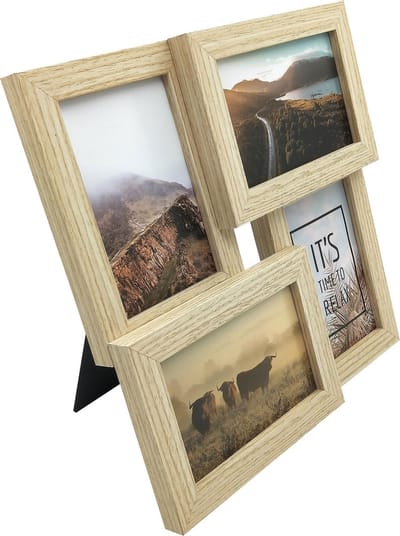 Fotolijst - Henzo - Pure Barry - Collagelijst voor 4 foto's - Fotomaat 10x15 cm - Naturel
