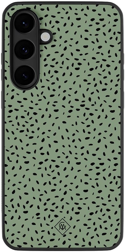 Casimoda® hoesje - Geschikt voor Samsung Galaxy S25 FE - Green Confetti - Zwart TPU Backcover - Geruit/gestreept/gestipt - Groen