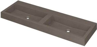 INK Momento Wastafel Quartz Dubbel Zonder Kraangat - 1400x450x90 mm - Quartz Beton