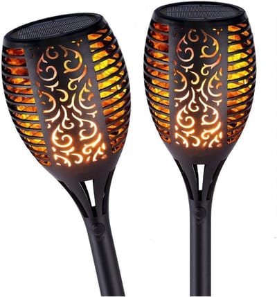 Set van 2 Buitenlampen met Bewegingssensor en Realistische Flikkerende Vlam