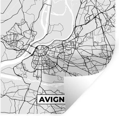Muurstickers - Sticker Folie - Plattegrond - Avignon - Stadskaart - Kaart - Frankrijk - 100x100 cm - Plakfolie - Muurstickers Kinderkamer - Zelfklevend Behang XXL - Zelfklevend behangpapier - Stickerfolie