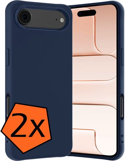 Hoes - 2 Stuks - Geschikt voor Apple iPhone Air - Sterk & Shockproof - Case Siliconen - Back Cover - Telefoon Hoes - Donkerblauw