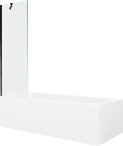 Mexen Vega rechthoekig bad 150 x 70 met ombouw en 1-delige paraván 60 , transparant, zwart - 550115070X9506000070