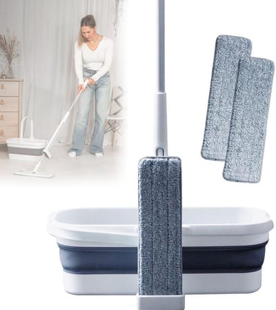 ApexArte® Dwijl en Emmer Set - Dweilsysteem - Dweilen & Vloerwissers - Wit