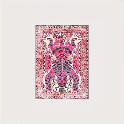 Tapis Tigre Fond Lavable Tibétain Tigre Tibétain Persan Ethnique Cuisine Salon Chambre Tapis Lavable Décor de Zone 40X60CM