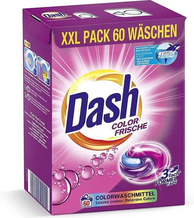 Dash® Color Fris 3 in 1 Caps XXL economy pak I 60 wasbeurten I Wasmiddelcapsules voor gekleurde was I 3 in 1 formule voor frisheid, zuiverheid en reinheid | 1.59 kg
