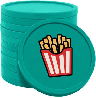 CombiCraft patat munten turquoise Ø29mm enkelzijdig bedrukt - 100 stuks