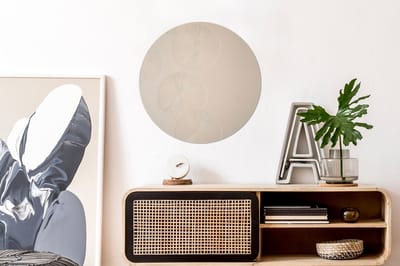 WallCircle - Wandcirkel - Muurcirkel - Japandi - Beige - Modern - Aluminium - Dibond - 60x60 cm - Binnen en Buiten