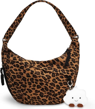 Dames Crossbody Tas, Halve Maan Schoudertas van Katoen, Casual Hobo Tas met Verstelbare Schouderband voor Werk, Reis en Dagelijks Gebruik