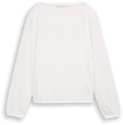 Tom Tailor Denim - Loose fit crinkle shirt met lange mouwen - Maat XXL - off white