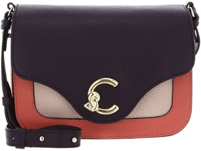 COCCINELLE Leren schoudertas C-Me Tricolor Handbag Grainy Leather Pink Clay / Prune / Rosette veelkleurig