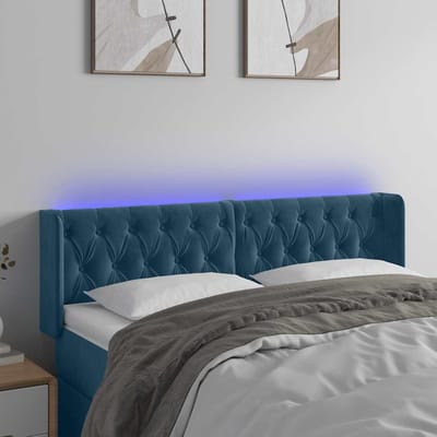 vidaXL - Hoofdbord - LED - 147x16x78/88 - cm - fluweel - donkerblauw