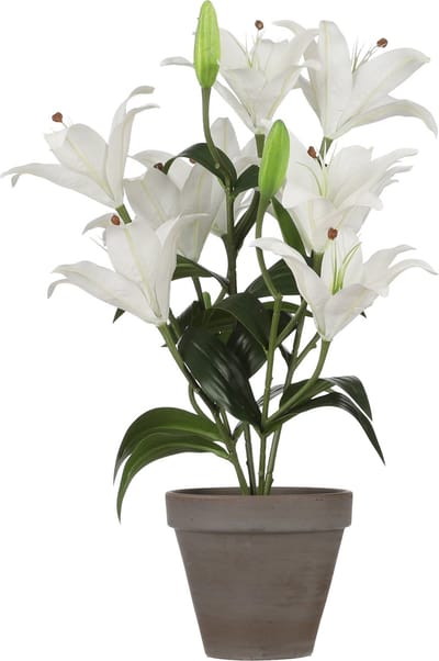 Mica Decorations Tigerlily/tijgerlelie kunstplant - wit - 47 cm - Kunstplanten/nepplanten