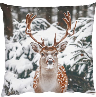 Sierkussens - Kussentjes Woonkamer - 50x50 cm - Hert - Sneeuw - Winter - Bos - Dieren