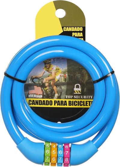 Famanu - Cijferslot voor kinderfiets, cijfercombinatie, 120 cm, fietsslot, cijferslot, anti-diefstal, kabelslot, code combinatie, 4-cijferige cijfercode, veilige diefstalbeveiliging, fietsslot (blauw)