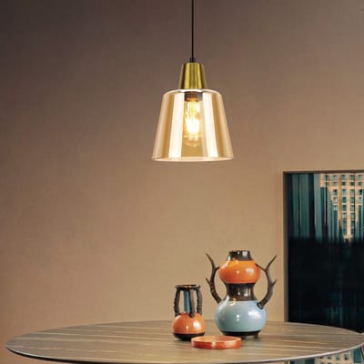 NETTLIFE Hanglamp - goud - 1xE27 - Glas - Vintage Eettafel Hanglamp - Transparant - Eetkamerlamp - voor Keuken | Hotel | Woonkamer-excl. lichtbron