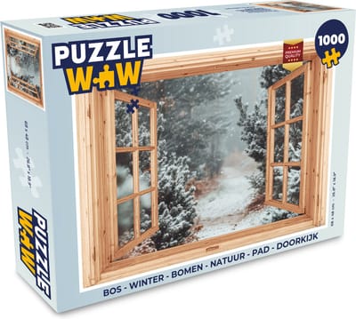 Puzzel Bos - Winter - Bomen - Natuur - Pad - Doorkijk - Legpuzzel - Puzzel 1000 stukjes volwassenen