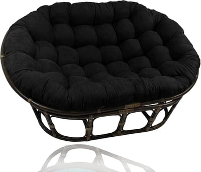 Papasan Stoelkussen - Zitkussen Hangstoel - Buiten Ontspannen - Dubbel Extra Groot - 65x45x6 inch - Zwart