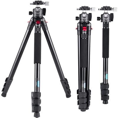 Trépied pliable CAVIX AT2542 52,5 pouces pour appareil photo avec rotule fluide en alliage d'aluminium 10 kg/22 lbs noir