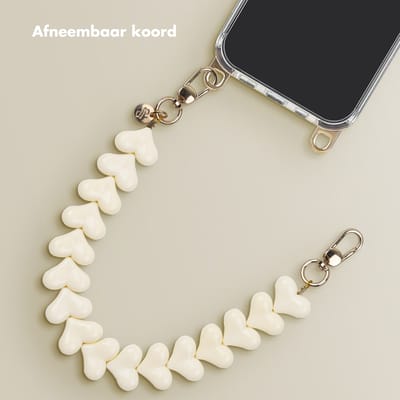 Selencia Universeel Hartjes Polskoord - Telefoon Ketting - GSM Koord - Beige