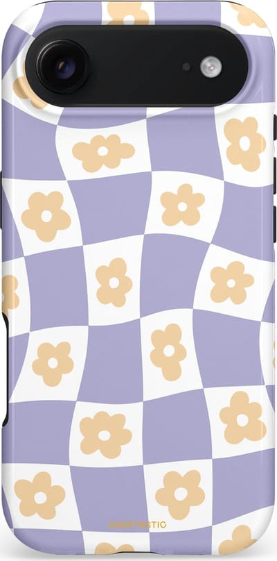 Casetastic hoesje geschikt voor Apple iPhone Air - MagSafe - Dubbellaagse bescherming - Kronkelende madeliefjes - Fashion Case - Wit Zand Lavendel