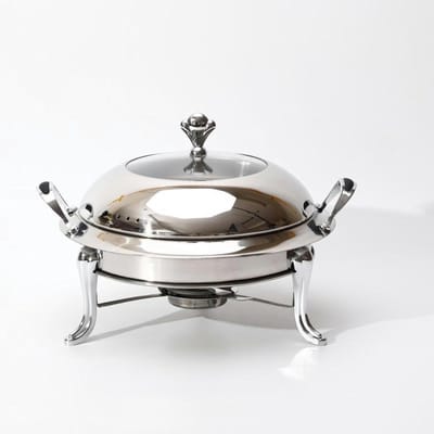 Ronde Chafing Dish - Warmhoudschaal Buffet - Gerechten Warm Houden - Voedselveilig Roestvrij Staal - 3 Liter Inhoud - Zilver