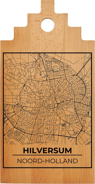 JM Woods - Borrelplank - Serveerplank - Hapjesplank - Kaasplank - Plattegrond - HILVERSUM - Gepersonaliseerd - Cadeau tip!